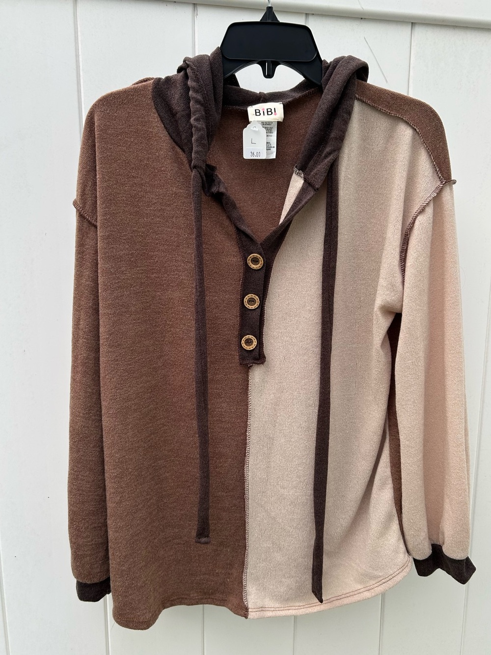 BiBi Stylish Color Block pullover hoodie Large